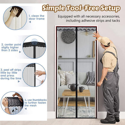 🦟 Keep pests out—installs in 2 minutes! The magnetic mesh door curtain! 🚪 ✨