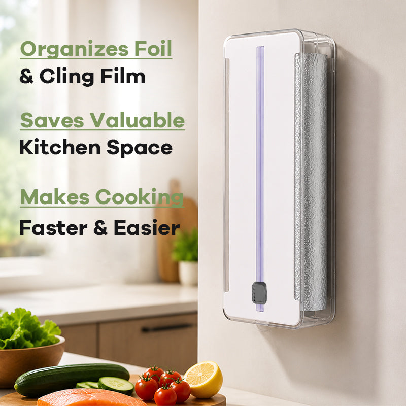 🍳 2-in-1 Kitchen Foil & Cling Film Dispenser with Sliding Cutter! ✂️