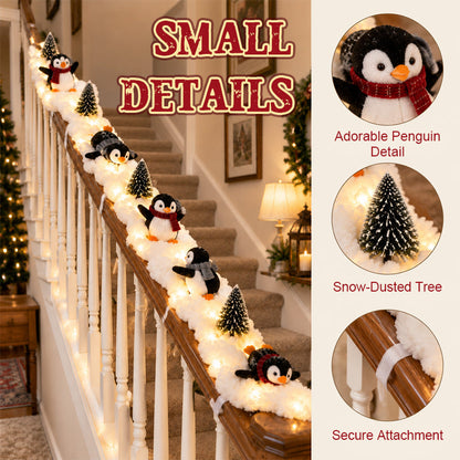 🐧✨ Penguin Staircase Decoration — Festive Illuminated Penguin Parade for Holiday Stairs