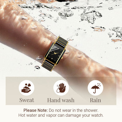 ⌚ Elegant Ceramic Band Watch — 3ATM Water Resistant, Quartz, Gift Box Included