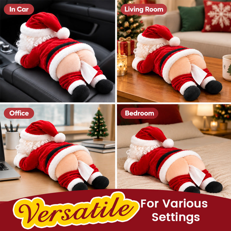 🎅Santa's Cheeky Side -- Funny Butt Tissue Box Cover for Christmas Laughs