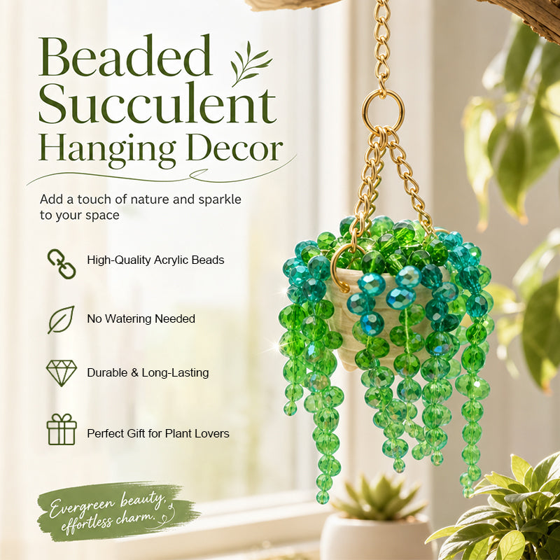 ✨Sun-Kissed Beaded Succulent Car Charm☀️