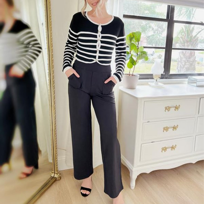 🔥Loose, high-waisted business trousers with an informal waistban