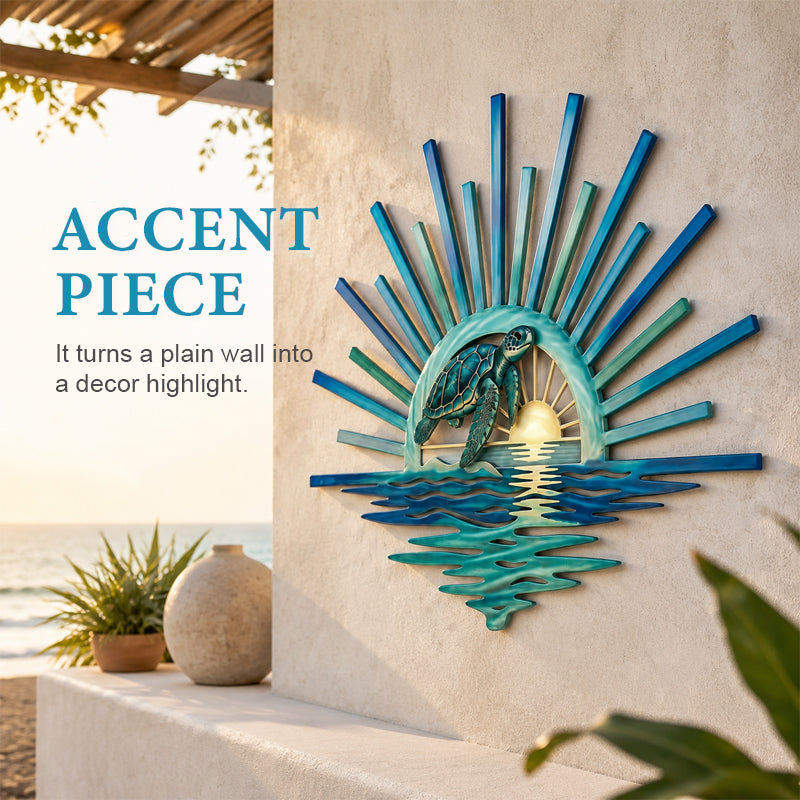 🌊 ‘Legend of the Sunset Tides’ Metal Wall Art: Coastal Ocean Sunset Decor! 🌅