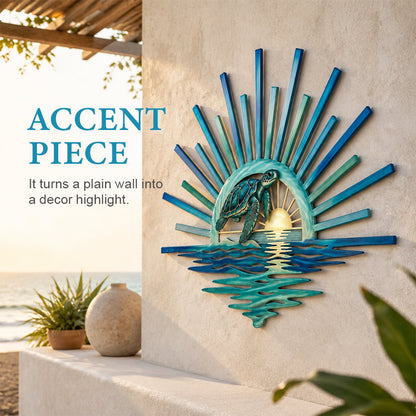 🌊 ‘Legend of the Sunset Tides’ Metal Wall Art: Coastal Ocean Sunset Decor! 🌅
