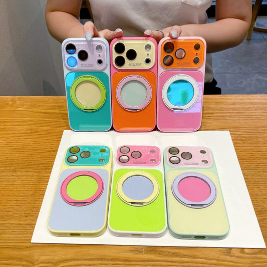 🌈 Dopamine Colors Magnetic Case: 360° Rotating Ring & Full Protection! ✨