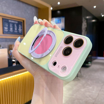 🌈 Dopamine Colors Magnetic Case: 360° Rotating Ring & Full Protection! ✨