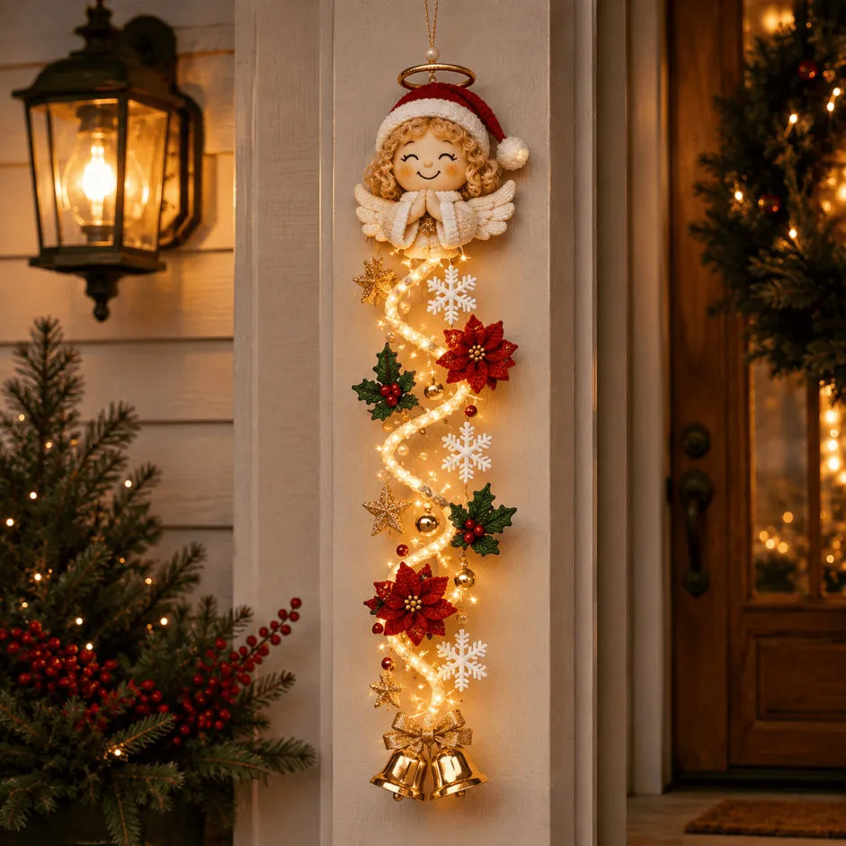 ✨🎄 MerryCascade™ Glowing Christmas Door Hanger — Warm Light, Handcrafted Charm, 6 Vertical Designs