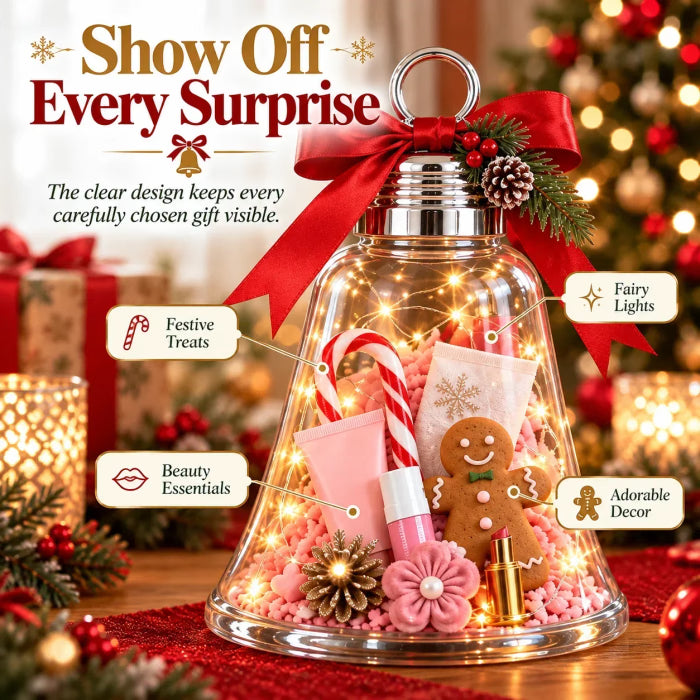 🔔Fill-Your-Own Christmas Bell Gift Box -- Clear DIY Surprise Container for Small Gifts & Stocking Stuffers