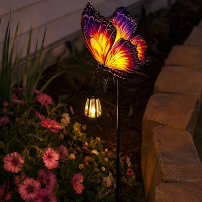 🦋☀️ Solar Butterfly Garden Light — Colourful Wing Decor with Warm Hanging Lantern