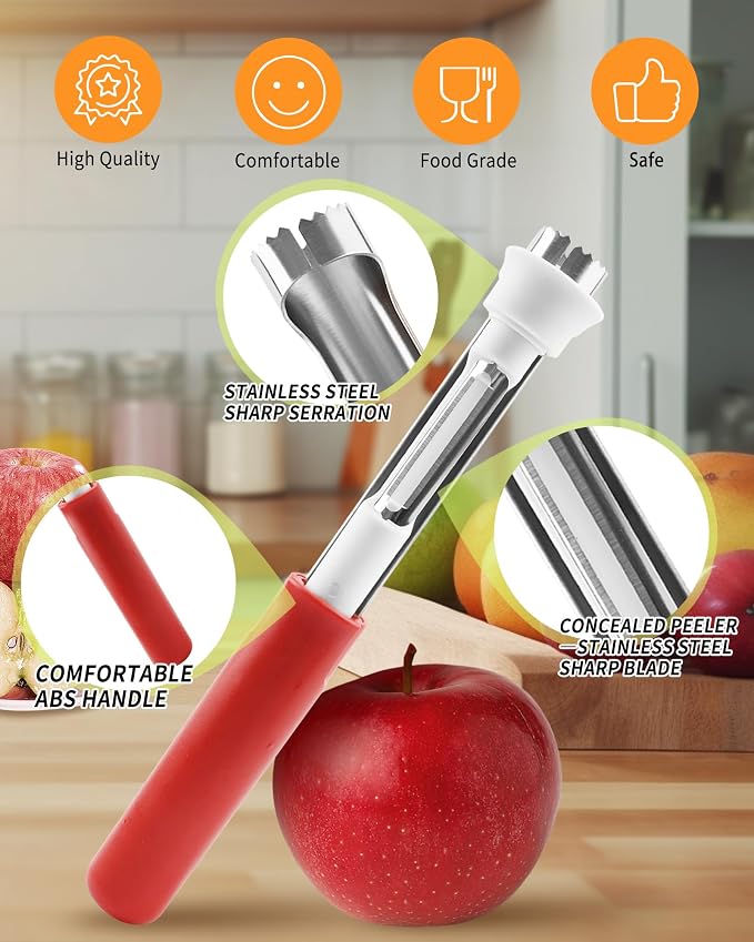 🍎 2-in-1 Stainless Steel Apple Corer Tool: 1-Motion Fruit Core Remover! ✨