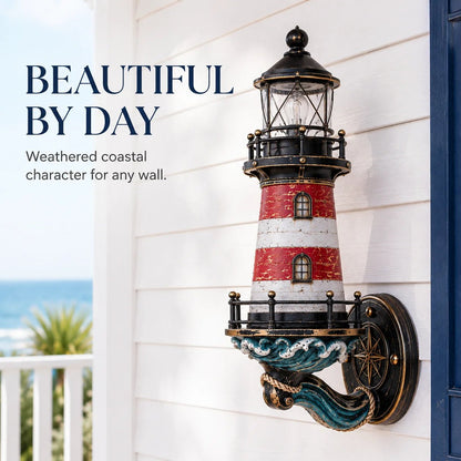 🌊⚓ Vintage Coastal Lighthouse Wall Light — Nautical Glow for Porch, Lake House & Beach Home