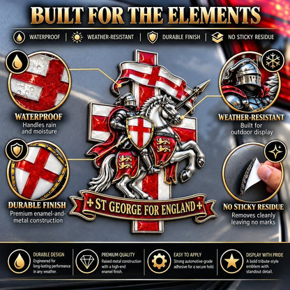 🛡️⚔️ St George Commemorative Metal Car Emblem — English Heritage Tribute with Cross of St George