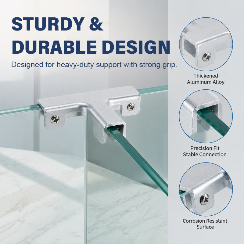 🔩 Premium Aluminium Alloy Glass Clamps: No-Drill Shelf & Panel Bracket Holder! 🛡️