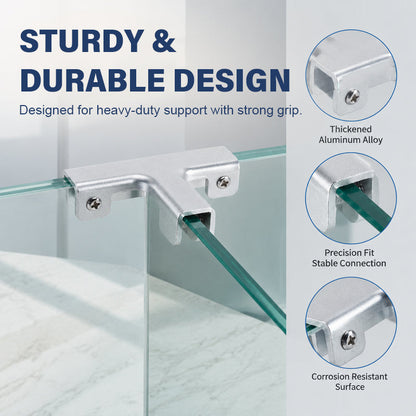 🔩 Premium Aluminium Alloy Glass Clamps: No-Drill Shelf & Panel Bracket Holder! 🛡️