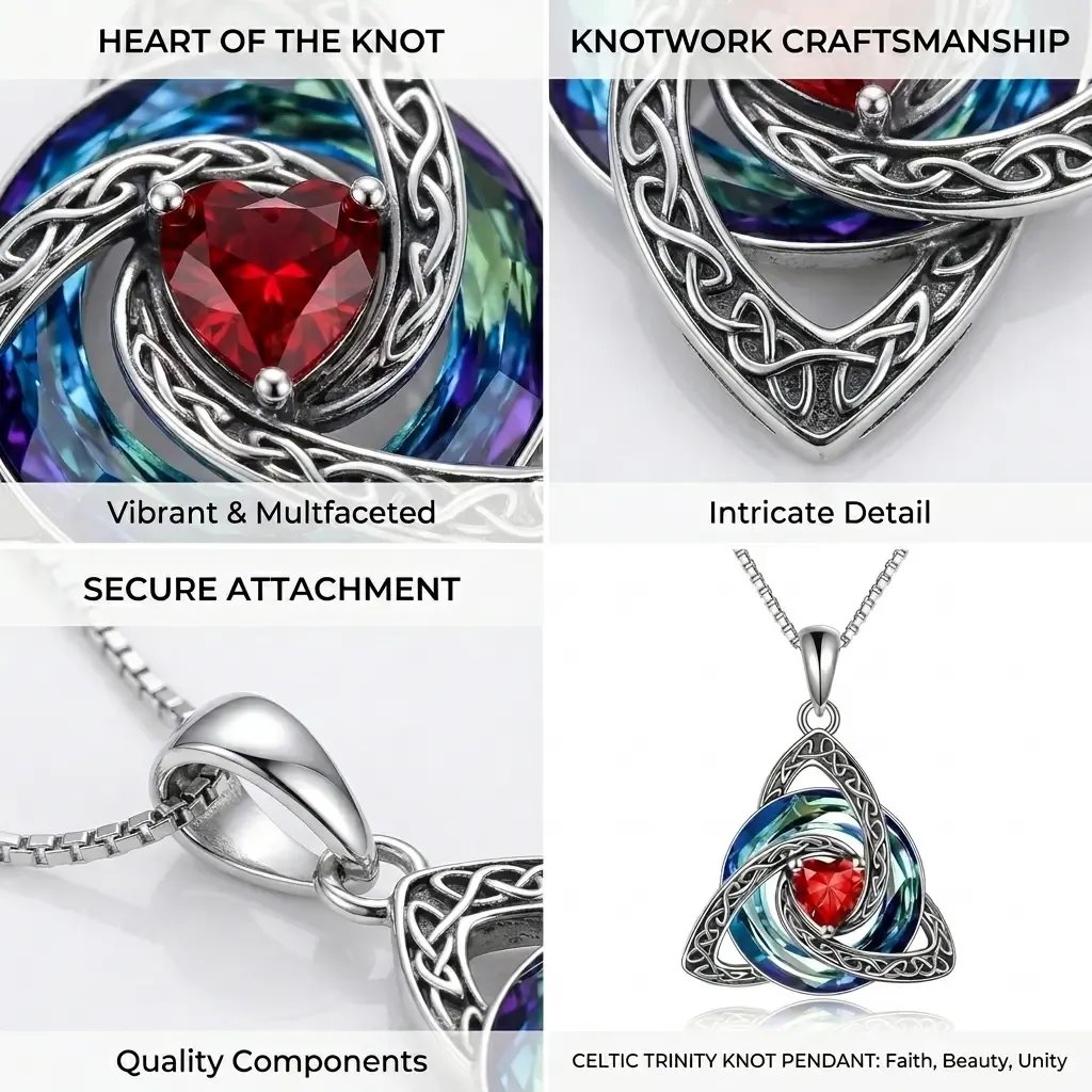 🍀💎 Birthstone Celtic Trinity Knot Necklace — Personalised Irish-Scottish Keepsake in 12 Birthstone Colours