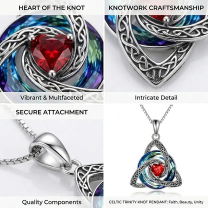 🍀💎 Birthstone Celtic Trinity Knot Necklace — Personalised Irish-Scottish Keepsake in 12 Birthstone Colours
