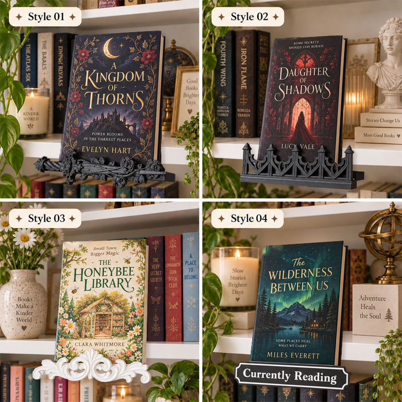 📚✨ Floating Book Display Shelf — Magical Floating Look with Decorative Botanical Accent