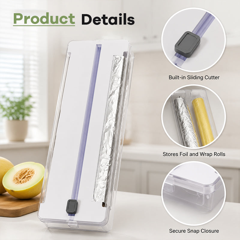 🍳 2-in-1 Kitchen Foil & Cling Film Dispenser with Sliding Cutter! ✂️