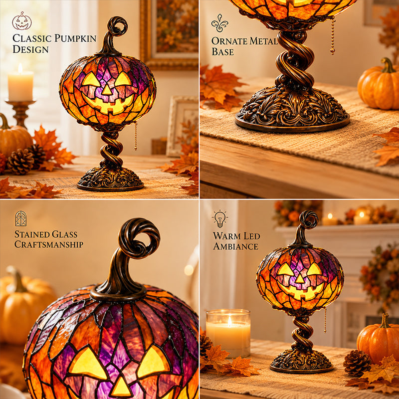 🎃 Tall Pumpkin Lamp: Cozy Autumn Glow & Halloween Decor Light! 🍂