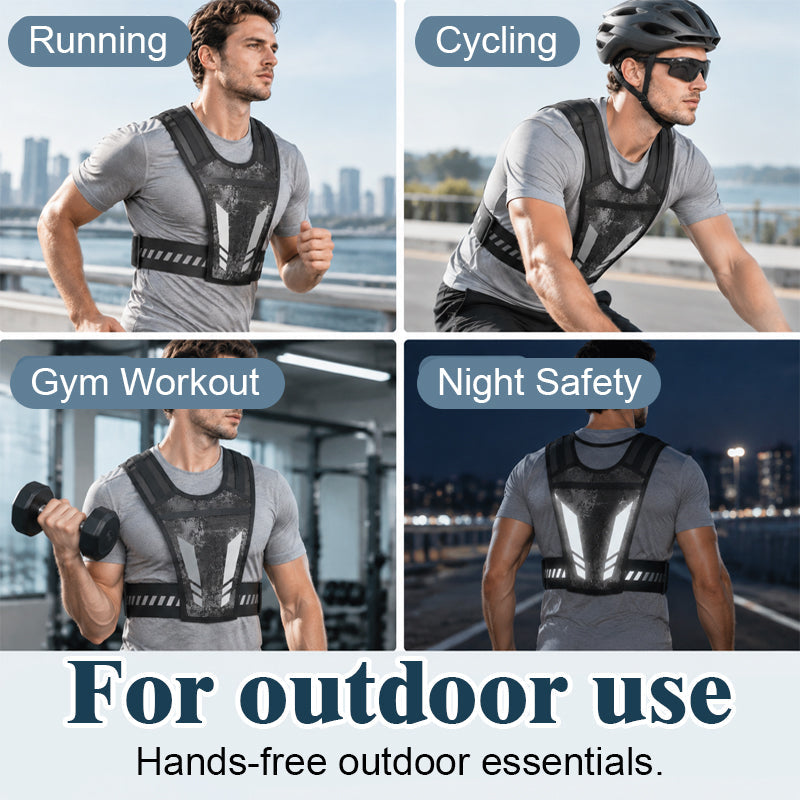 🏃Hands-Free Running Vest -- Water Bottle, Phone Storage & Reflective Safety