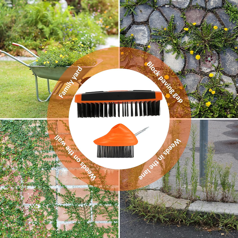 🪨 Weeds in driveway cracks? One brush scrapes, rakes, and sweeps them away! 🧹💥