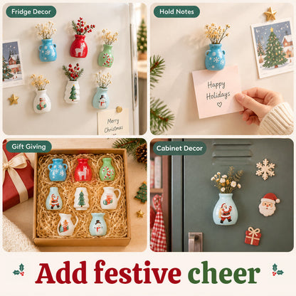🎄🏺 Christmas Mini Vase Fridge Magnet — Festive 3D Holiday Accent for Magnetic Surfaces