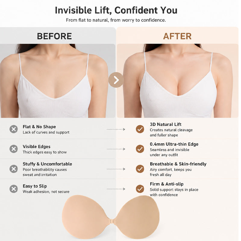💖 3D Solid Silicone Push-Up Bra Nipple Covers: Invisible Lift Covers! ✨