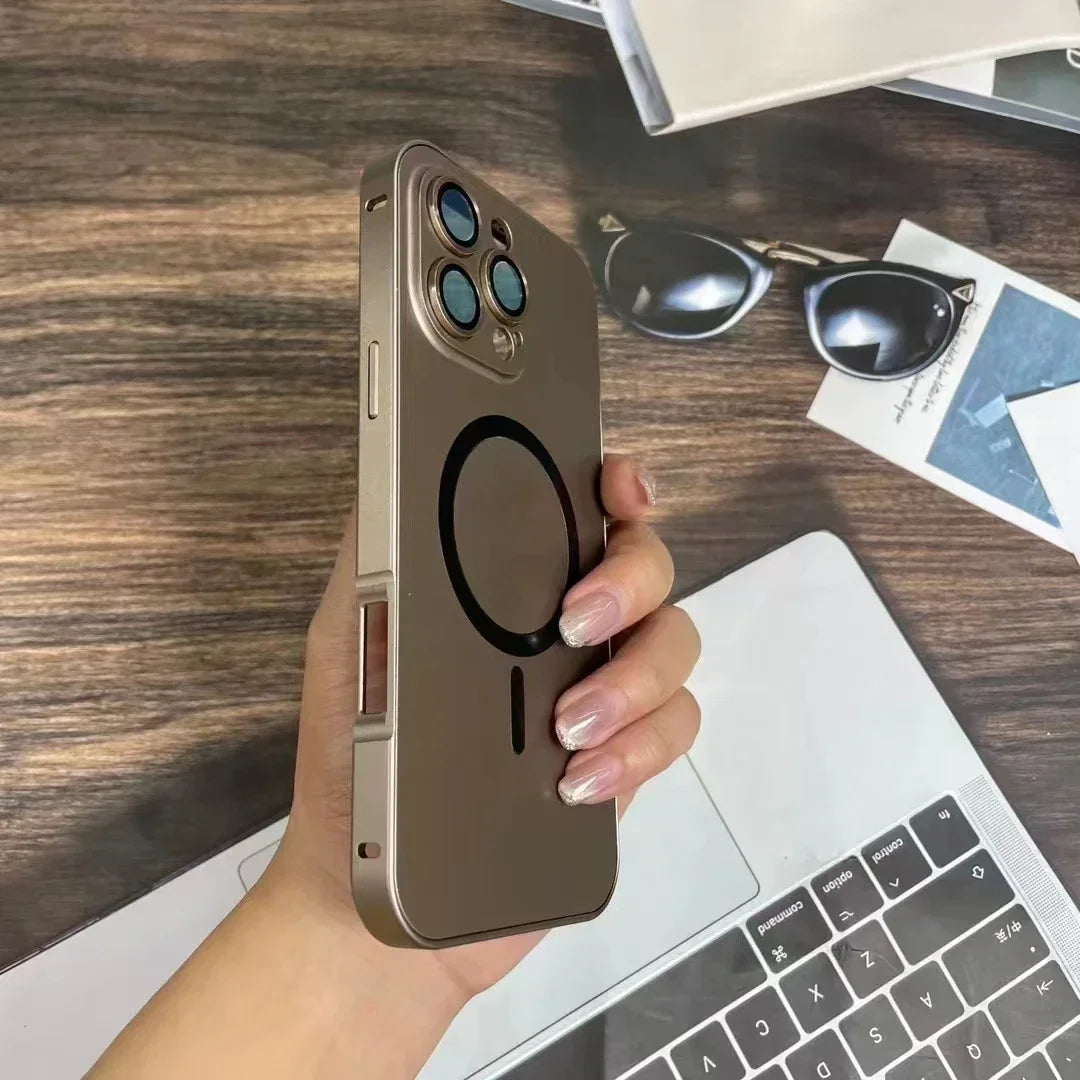 Simple metal magnetic phone case for iPhone