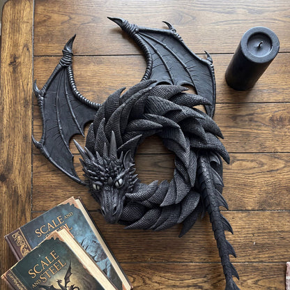 🏰 Handmade Dragon Wreath: Gothic Mythical Beast Front Door Masterpiece! 🐉