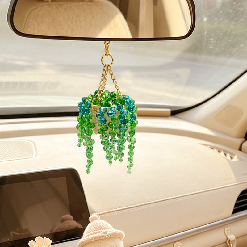 ✨Sun-Kissed Beaded Succulent Car Charm☀️