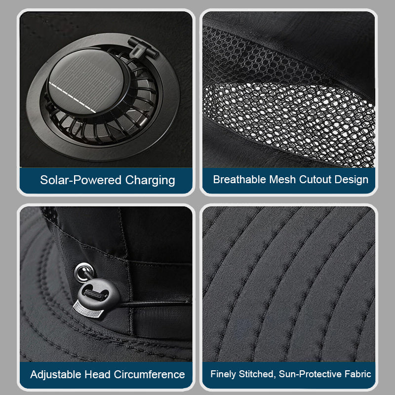 🧢 Turbine solar-powered fan hat: the ultimate hands-free cooling gadget! 🌪️
