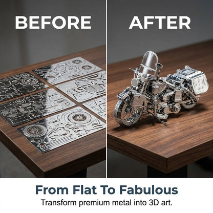 🏍️ 3D Stainless Steel Harley-Style Motorcycle Kit: DIY Mechanical Model Display! 🛠️