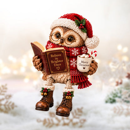 🦉📚 Owl Figurine — Bookish Charm with Glasses, Book & Cozy Details