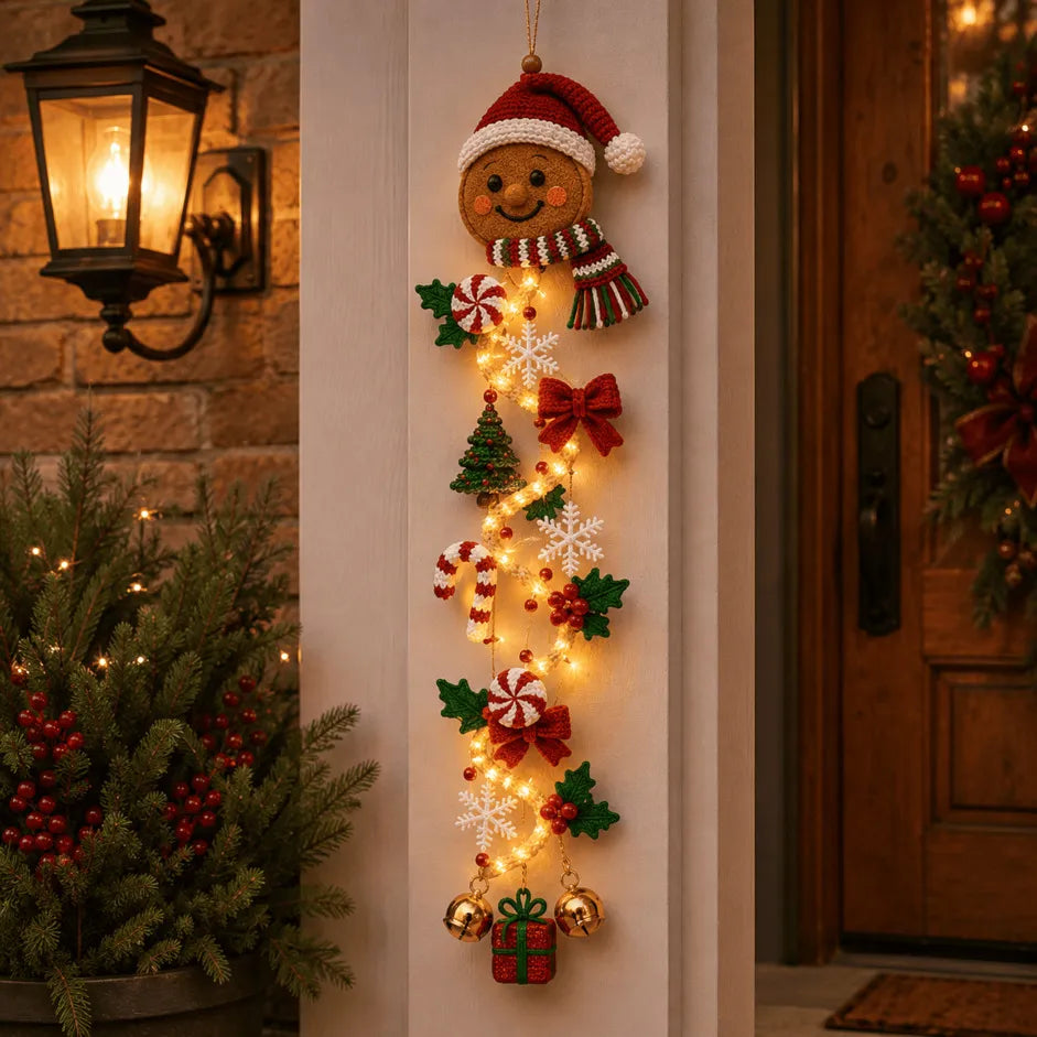 ✨🎄 MerryCascade™ Glowing Christmas Door Hanger — Warm Light, Handcrafted Charm, 6 Vertical Designs