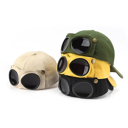 🤣 Aviator Style Baseball Cap — Unique Sunglasses Slots & Vintage Metal Details! 🧢✨