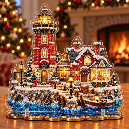 🗼DIY Pearl Diamond Christmas Lighthouse Kit -- 8 Coastal Styles, Bead-by-Bead Craft & Standing Holiday Display
