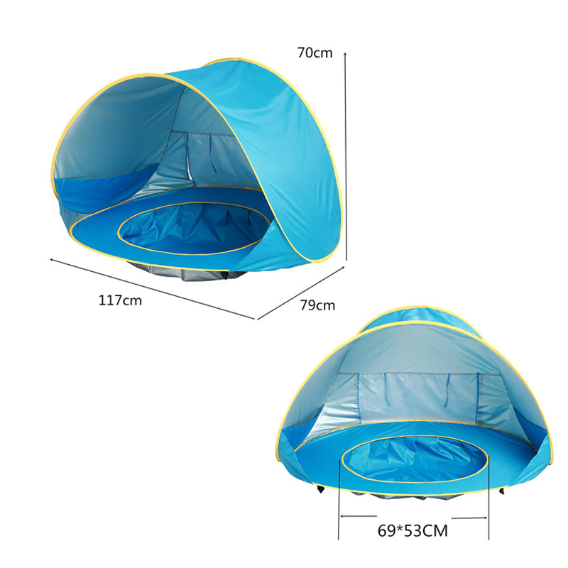 🏖️ Pop-Up Baby Beach Pool Tent: UPF 50+ Sun Shade & Mini Pool! ☀️
