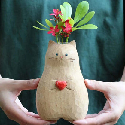 🐱Chonky Cat Vase with Heart❤️
