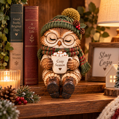 🦊🦉🐰 Cozy Christmas Animal Companion Figurines — Fox, Owl & Bunny with Warm Drink Cups