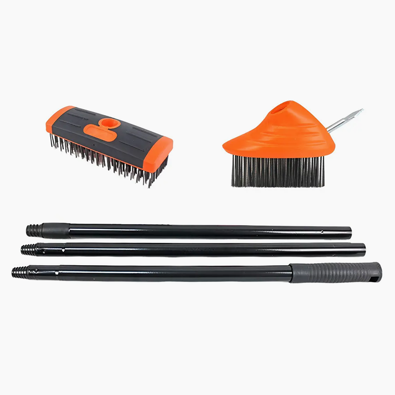 🪨 Weeds in driveway cracks? One brush scrapes, rakes, and sweeps them away! 🧹💥