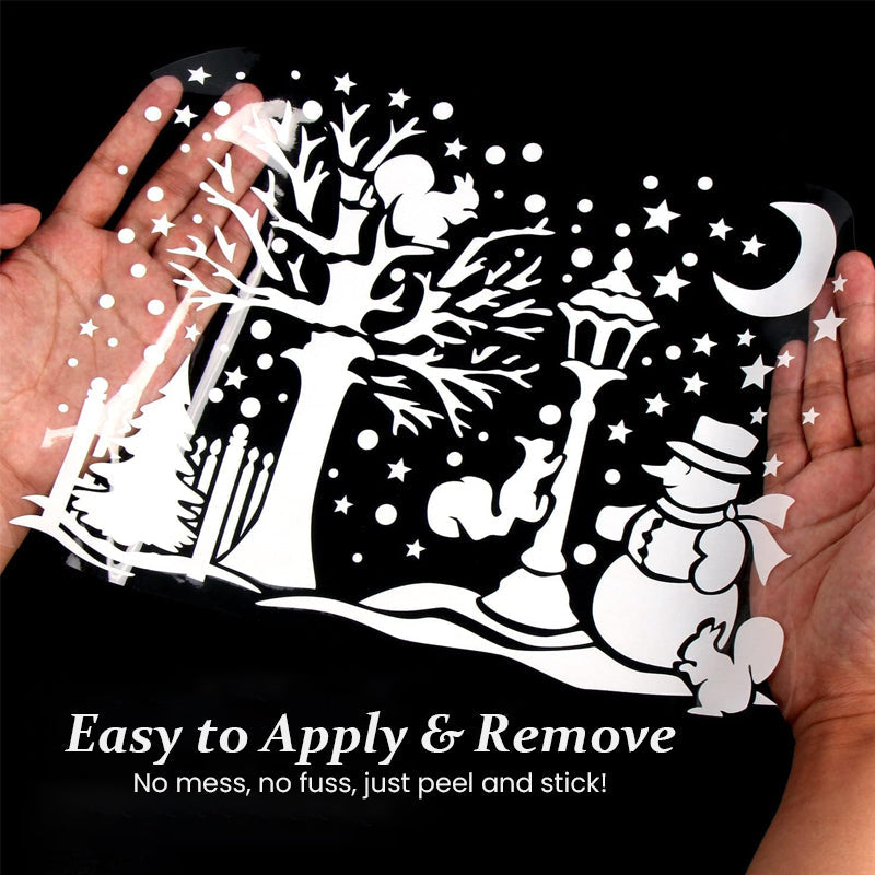 🏘️Christmas Village Window Decals -- Peel & Stick Snowy Scene for Glass Doors & Windows