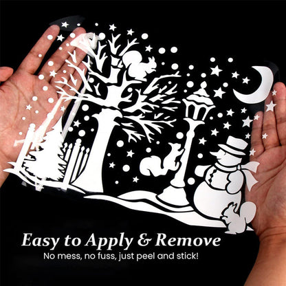🏘️Christmas Village Window Decals -- Peel & Stick Snowy Scene for Glass Doors & Windows
