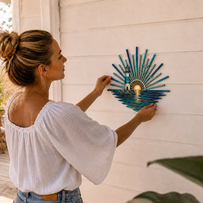 🌊 ‘Legend of the Sunset Tides’ Metal Wall Art: Coastal Ocean Sunset Decor! 🌅