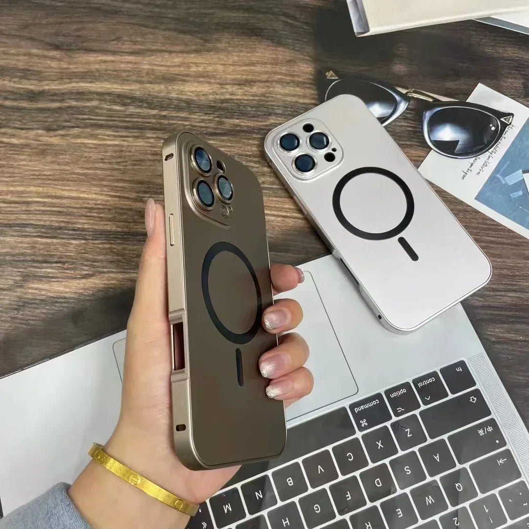 Simple metal magnetic phone case for iPhone
