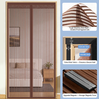 🦟 Keep pests out—installs in 2 minutes! The magnetic mesh door curtain! 🚪 Walk right in—it closes automatically! ✨