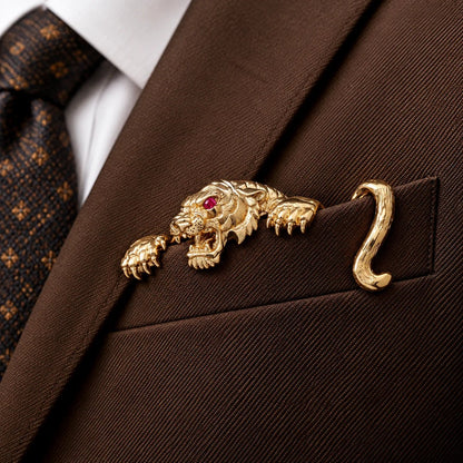 🐊✨ Sculptural Animal Metal Pocket Square