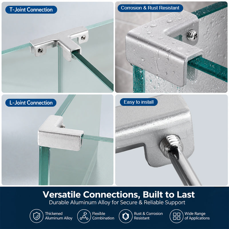 🔩 Premium Aluminium Alloy Glass Clamps: No-Drill Shelf & Panel Bracket Holder! 🛡️