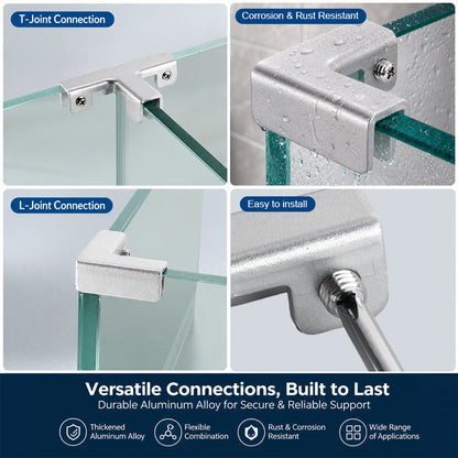 🔩 Premium Aluminium Alloy Glass Clamps: No-Drill Shelf & Panel Bracket Holder! 🛡️