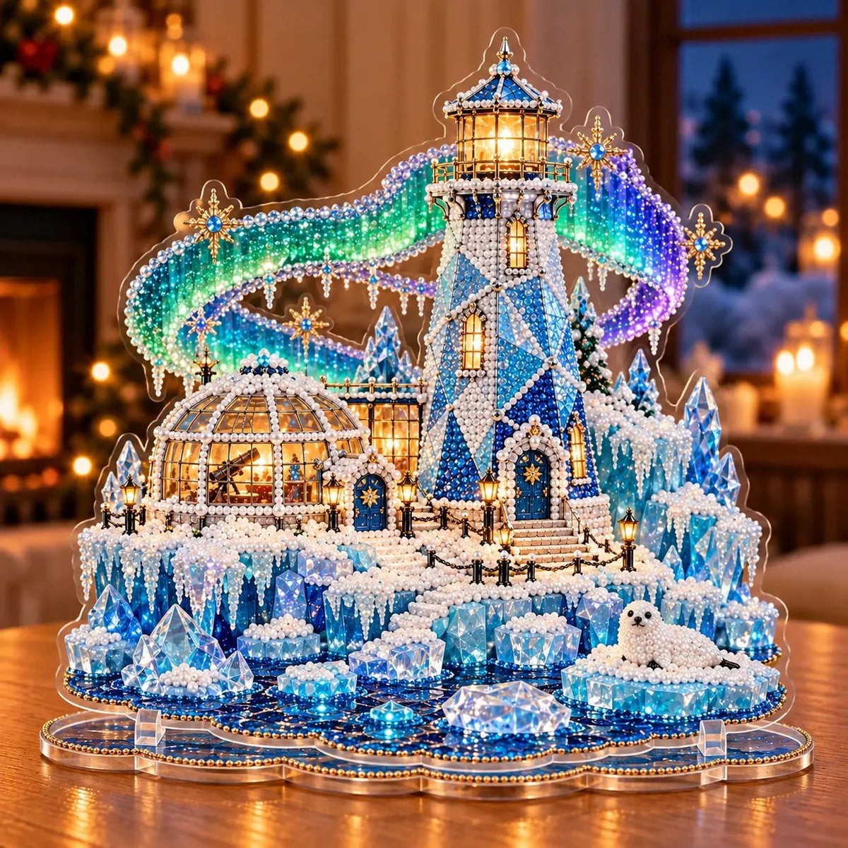 🗼DIY Pearl Diamond Christmas Lighthouse Kit -- 8 Coastal Styles, Bead-by-Bead Craft & Standing Holiday Display